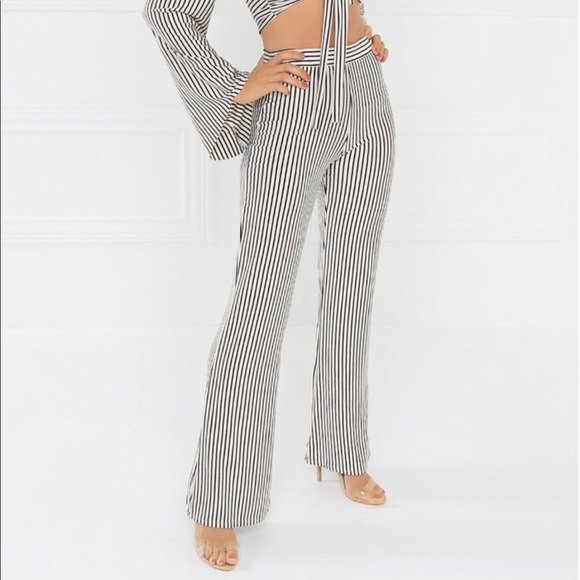 Lola Shoetique Pants - ⚡️Flash Sale Miss Lola Wide Leg Pinstriped Pants